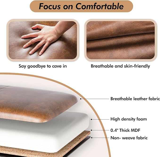 ZZW Storage Ottoman Bench, Tufted Bed Benches