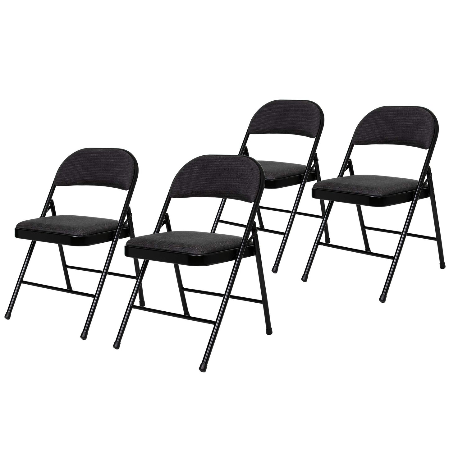 OEF Furnishings OEF970 Series Premium Fabric Padded All Steel Folding Chairs, Comfort Cushioned Seat & Back for Meeting Office Training Rooms (4 Pack, Cosmic Black)