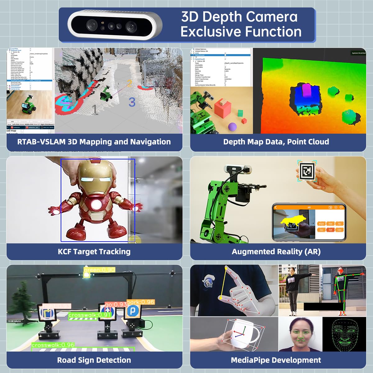 HIWONDER Robot Car with ChatGPT Large AI Model ROS2 ROS1 Education Lidar SLAM Mapping Navigation AI Vision 6DOF Robotic Arm Voice Control Smart Sorting, JetRover Standard Kit & Jetson Orin Nano 8GB