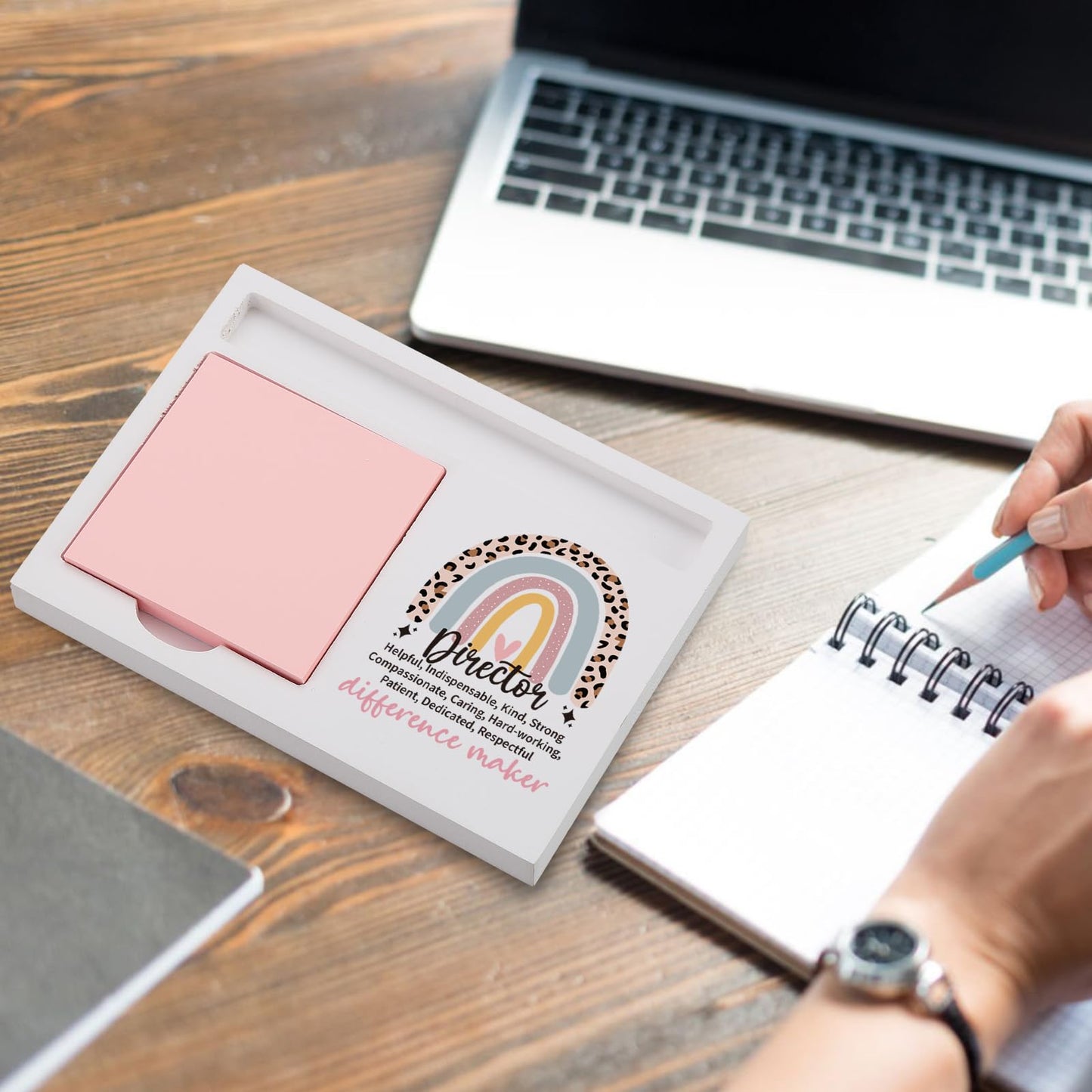 Director Sticky Note Holder for Desk, Appreciation Thank You Gift from Team Coworker Employee, Rainbow Desktop Decor for Office Manager, End of Year Gift for Women Men TZP157