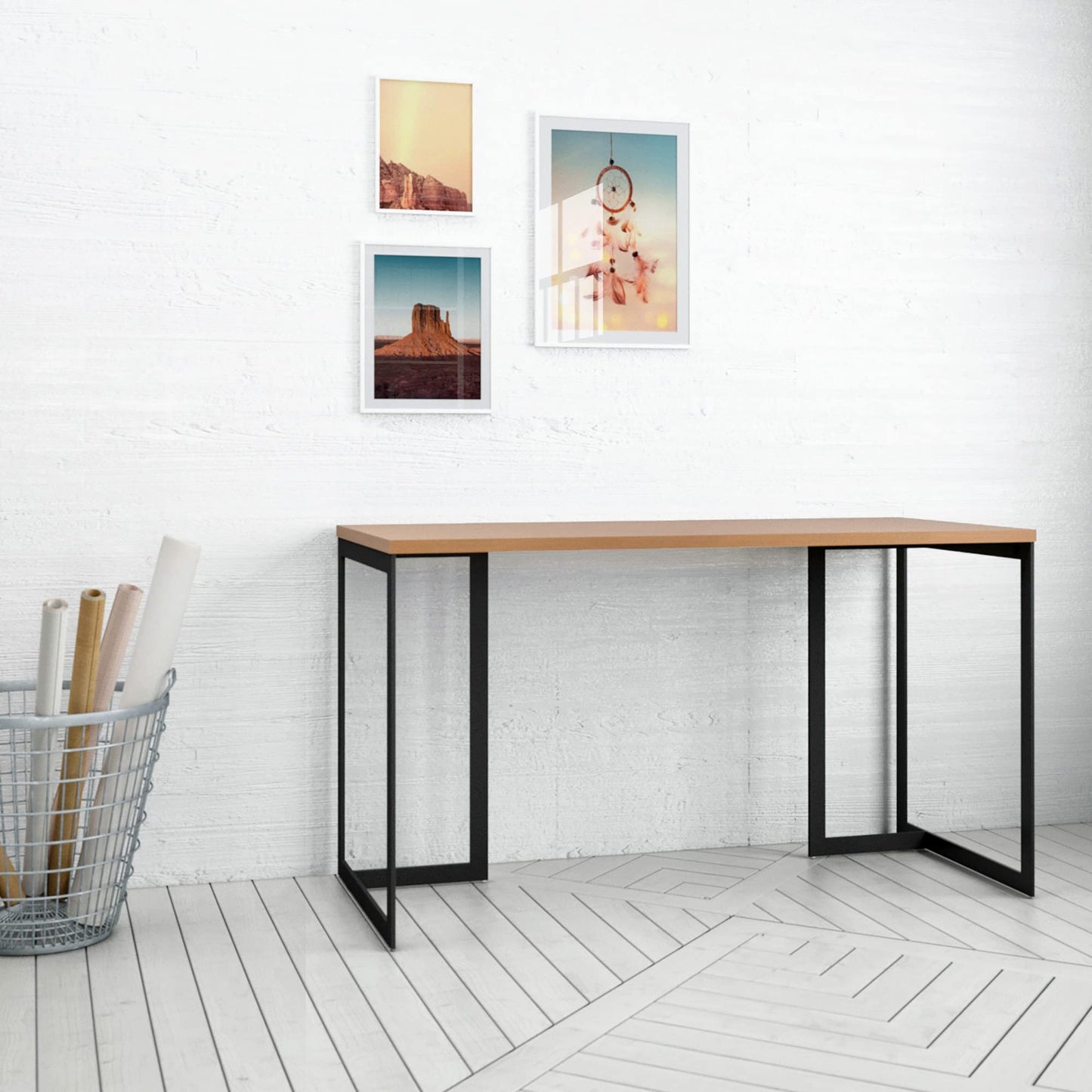 Manhattan Comfort Lexington Office Desk, Maple Cream