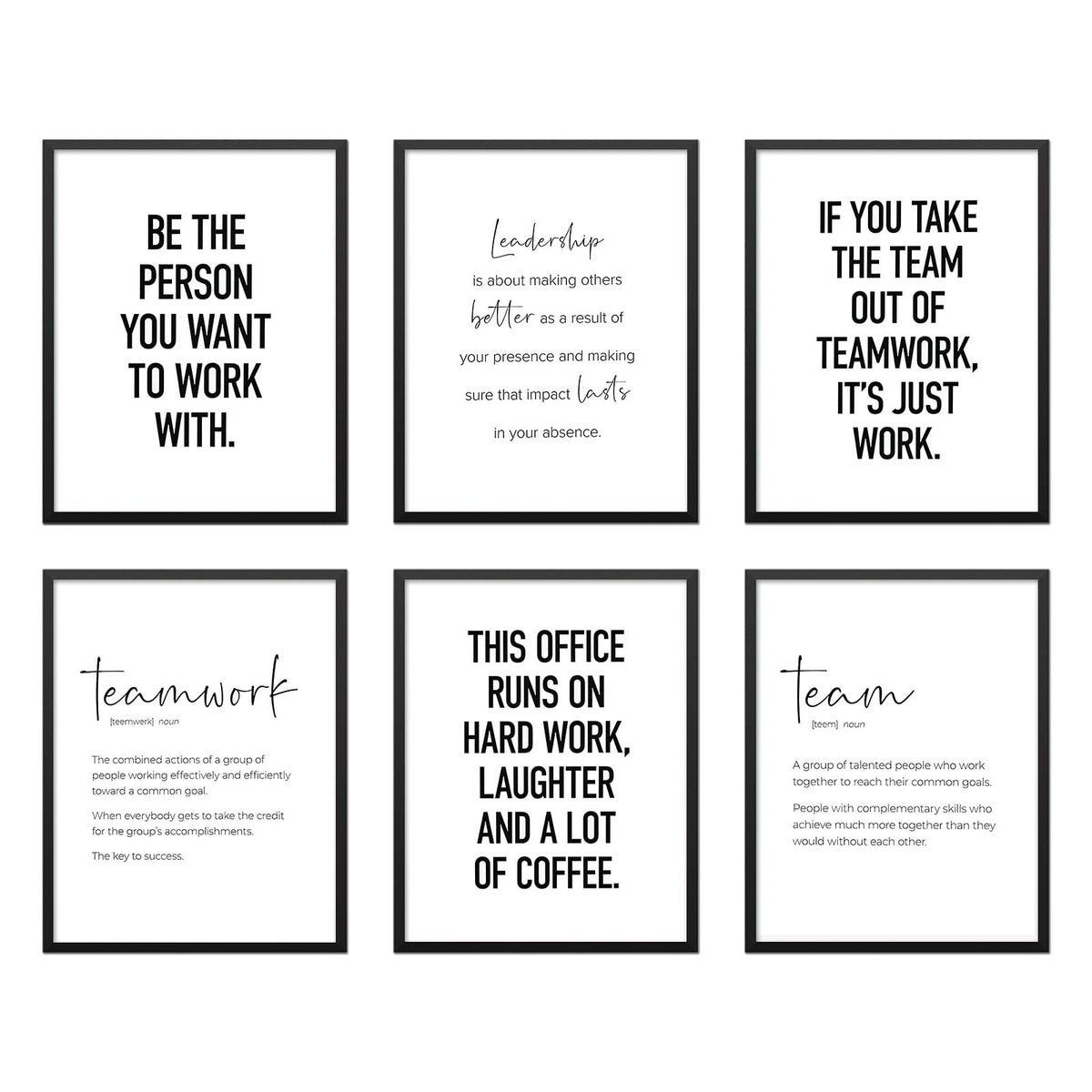 Modern Office Wall Art Motivational Posters Set of 6 Office Decor for Women Funny Team Posters Teamwork Inspirational Wall Art Positive Modern Decor Poster Canvas Print Unframed