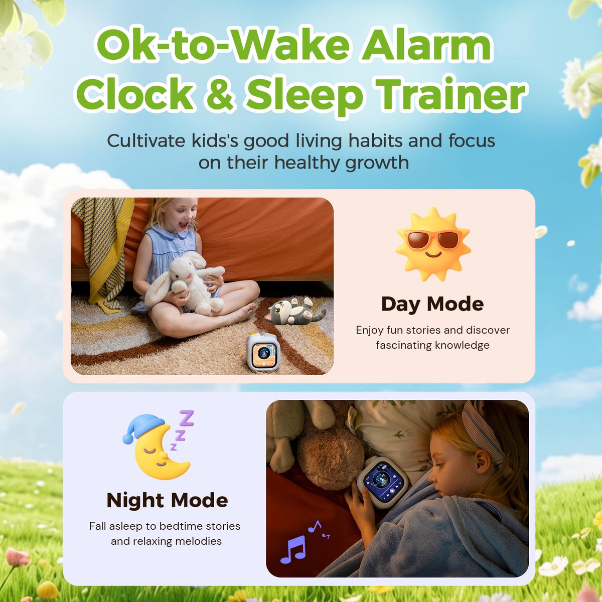 Pawpal Alarm Clock for Kids & Toddlers - Kids Alarm Clock with Stories, Music, Podcast, Schedule, Ok-to-Wake, Digital Pet, Nightlight, Parental Control, Message, Birthday Gifts for Girls Boys Ages 3+