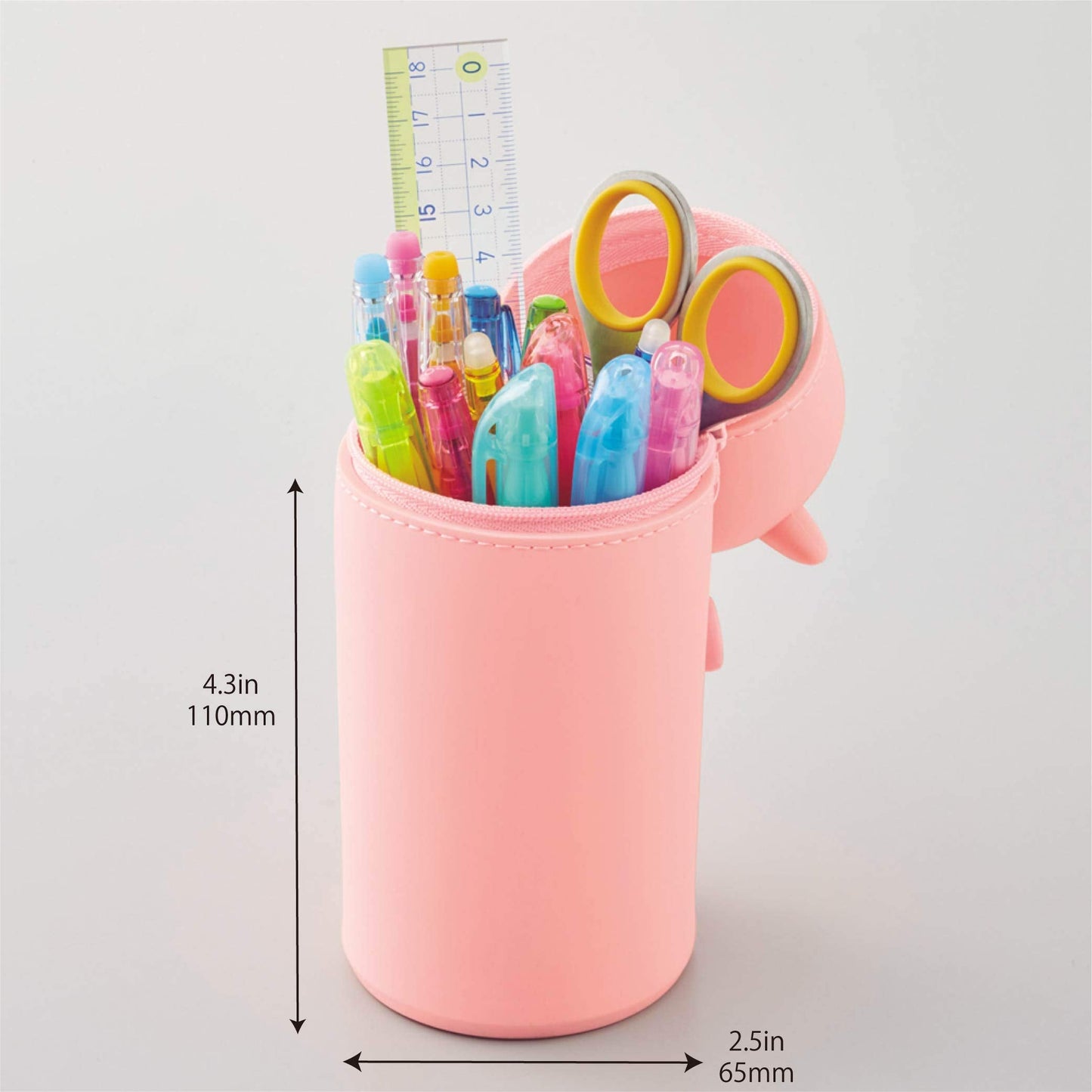 LIHITLAB Kawaii Japanese Cat Large Stand Up Pencil Case For School Office College, Cute School Supplies, Animal Pen Holder Pencil Pouch Holder Girls, Artist Pencil Case, Gray Cat (A7714-4)