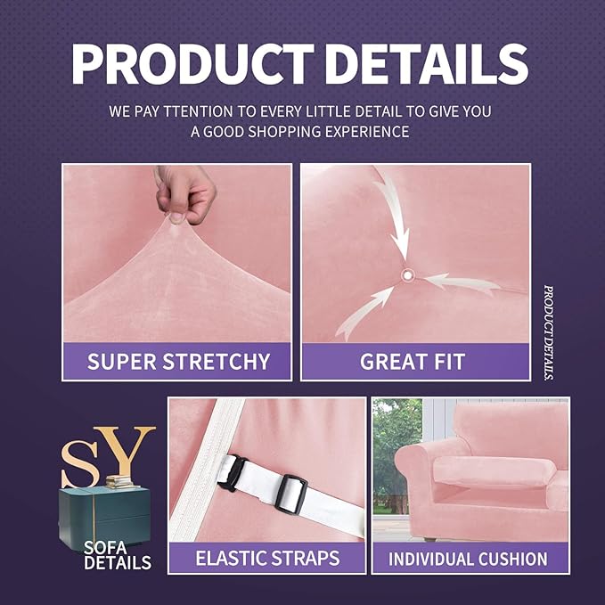 ZNSAYOTX Luxury Velvet Chair Slipcovers