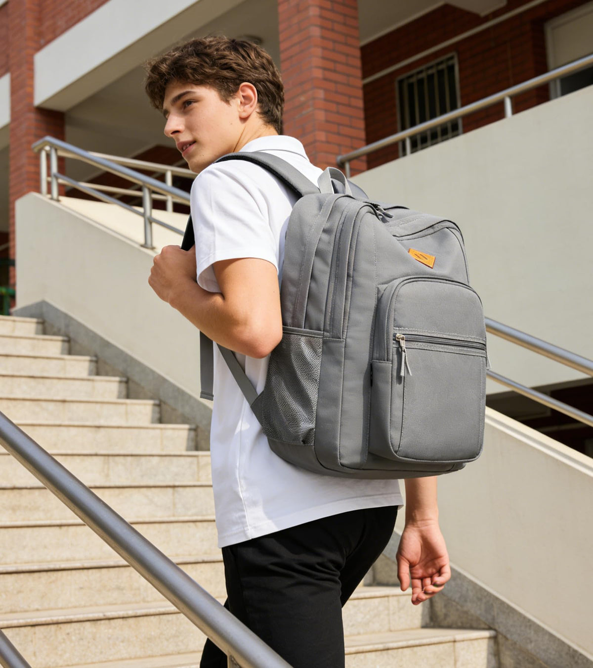 abshoo Classical Basic Womens Travel Backpack For College Men Water Resistant Bookbag (Grey)