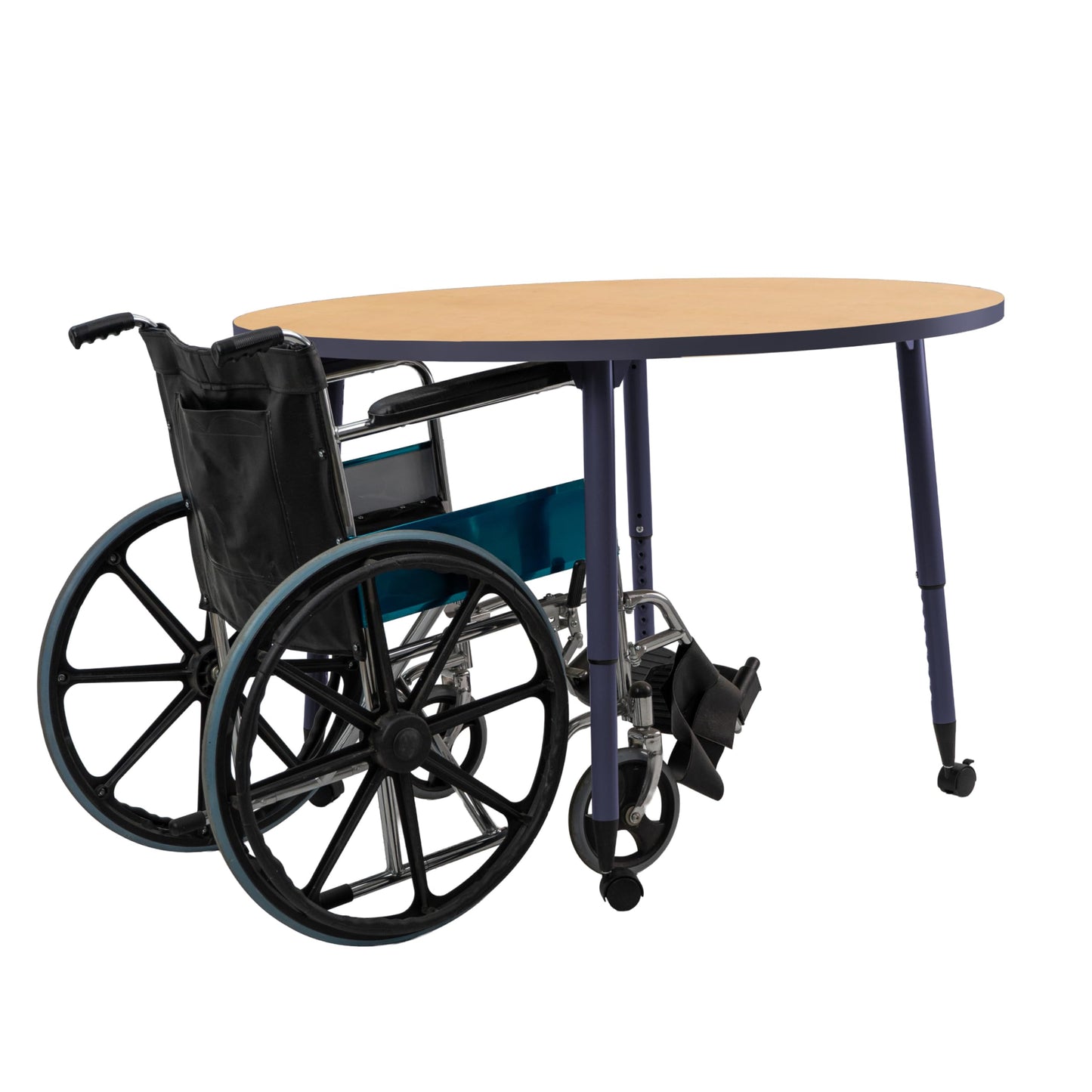Adapte Commercial Classroom Activity Table - 48" Round, ADA Compliant Tapered Legs with Glides & Casters, Adjustable Height 22-34" Wheelchair Accessible, School & Office Furniture