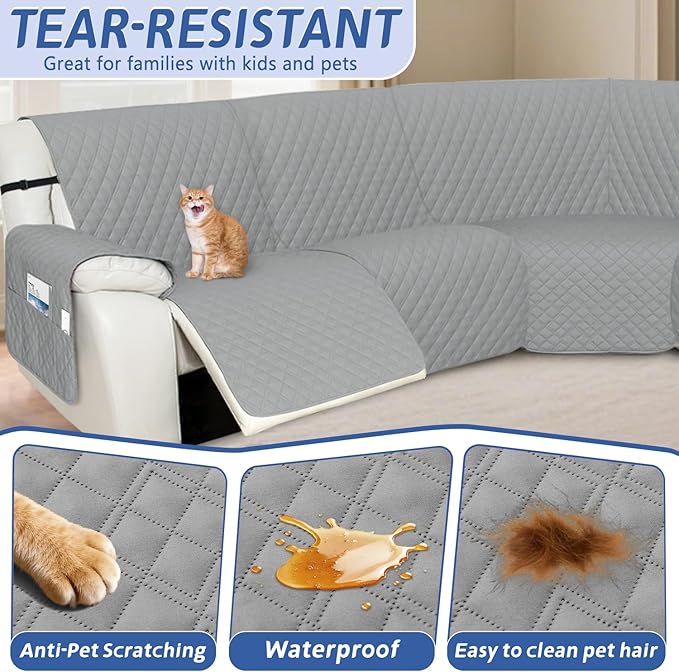 Arfntevss Recliner Sectional Couch Covers 1OO% Waterproof L Shape Sofa Cover