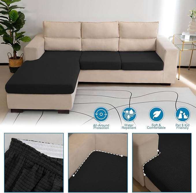 Water Repellent Couch Cushion Cover 3 Pieces Sofa Seat Cushion Covers, Stretch