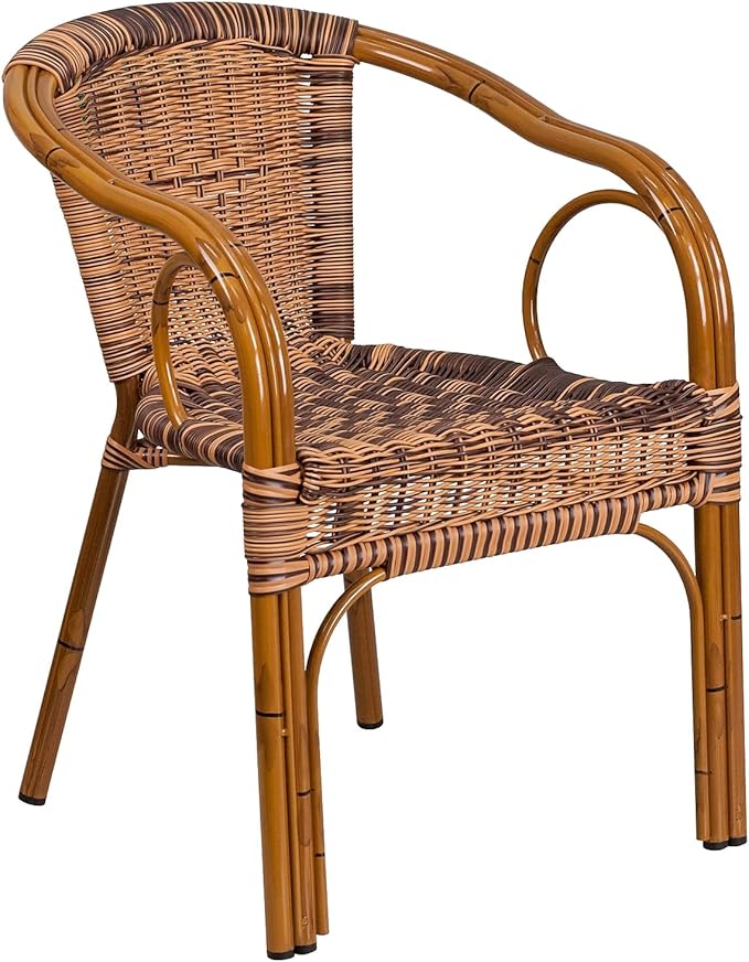 Flash Furniture Cadiz Series Dark Red Bamboo-Aluminum Indoor-Outdoor