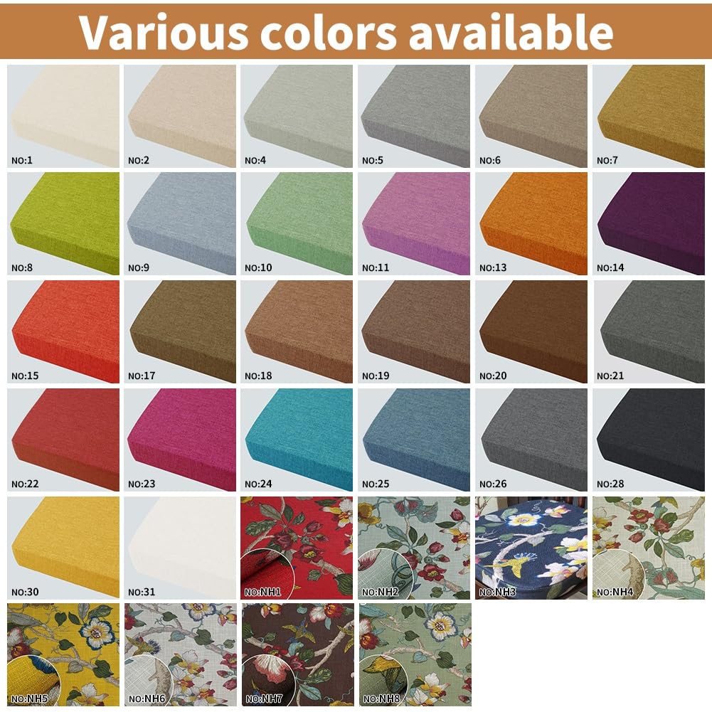 Lvgesse 3cm Thick Bench Cushion for Indoor/Outdoor Custom Size Thick Linen Non-Slip Seat Pad with Zipper Removable Cover for Patio Garden Swing Porch Window Chair Furniture Cushions(Dark Gray,12x70)