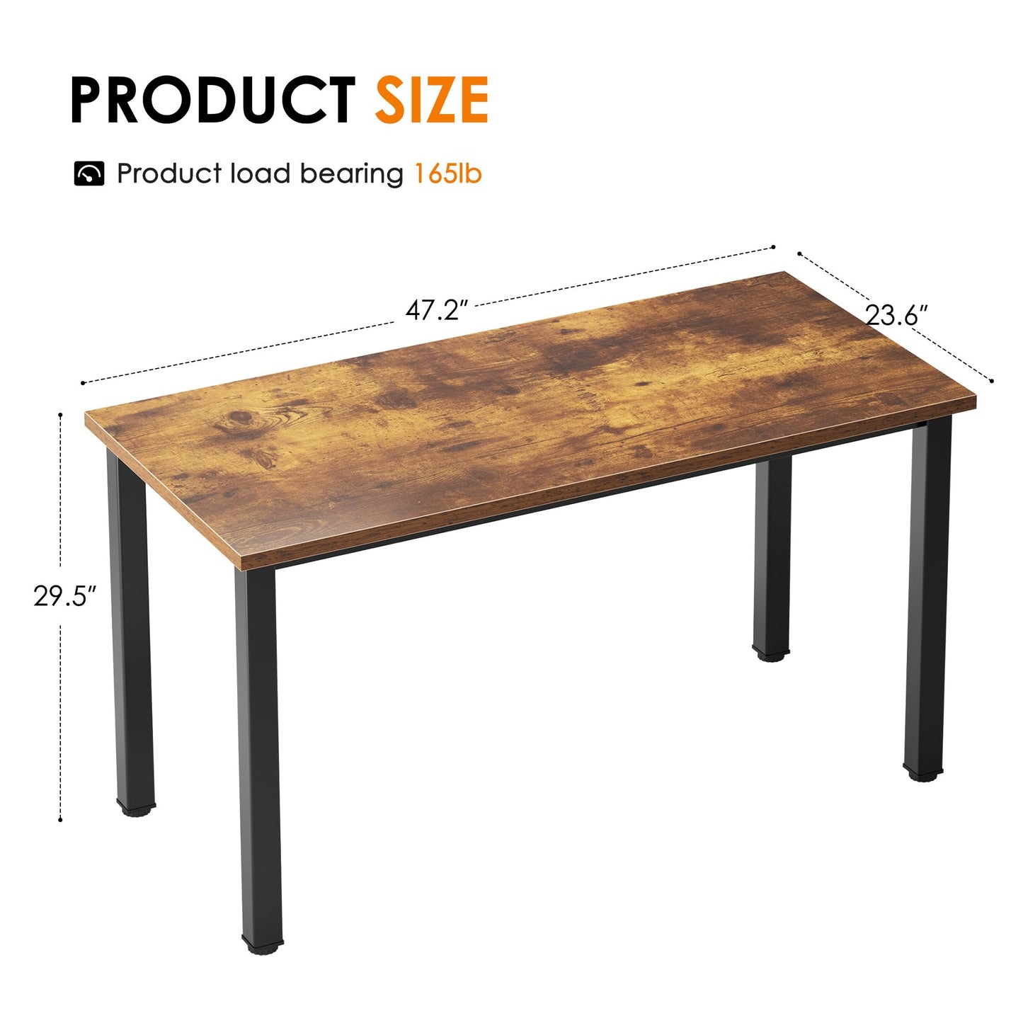 Need 47 Inch Heavy Duty Computer Desk, Industrial Writing Table with Sturdy Metal Frame, Workstation for Home Office, Gaming & Dual Monitor Setup, Easy Assembly