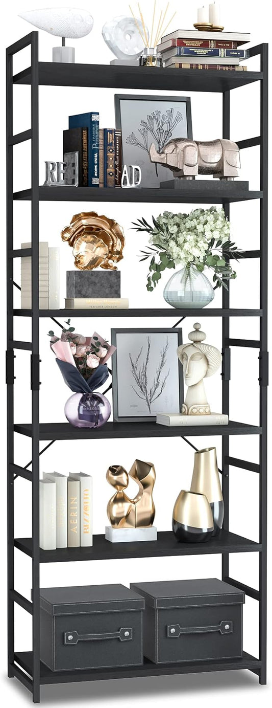NUMENN 6 Tier Bookshelf, Tall Bookcase Shelf Storage Organizer, Modern Book