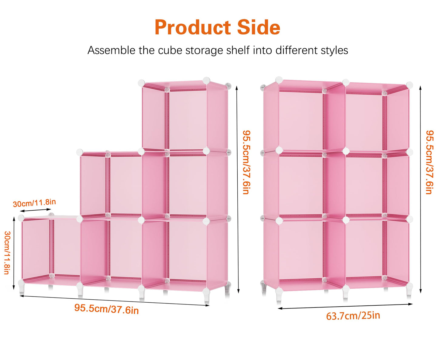 HOMIDEC 6-Cube Storage Shelf, Storage Bookcase Bookshelf with Metal Hammer, Storage Cubes Organizer Cabinet for Kids, Closet, Bedroom, Bathroom, (11.8x11.8x11.8 inch), Light Pink