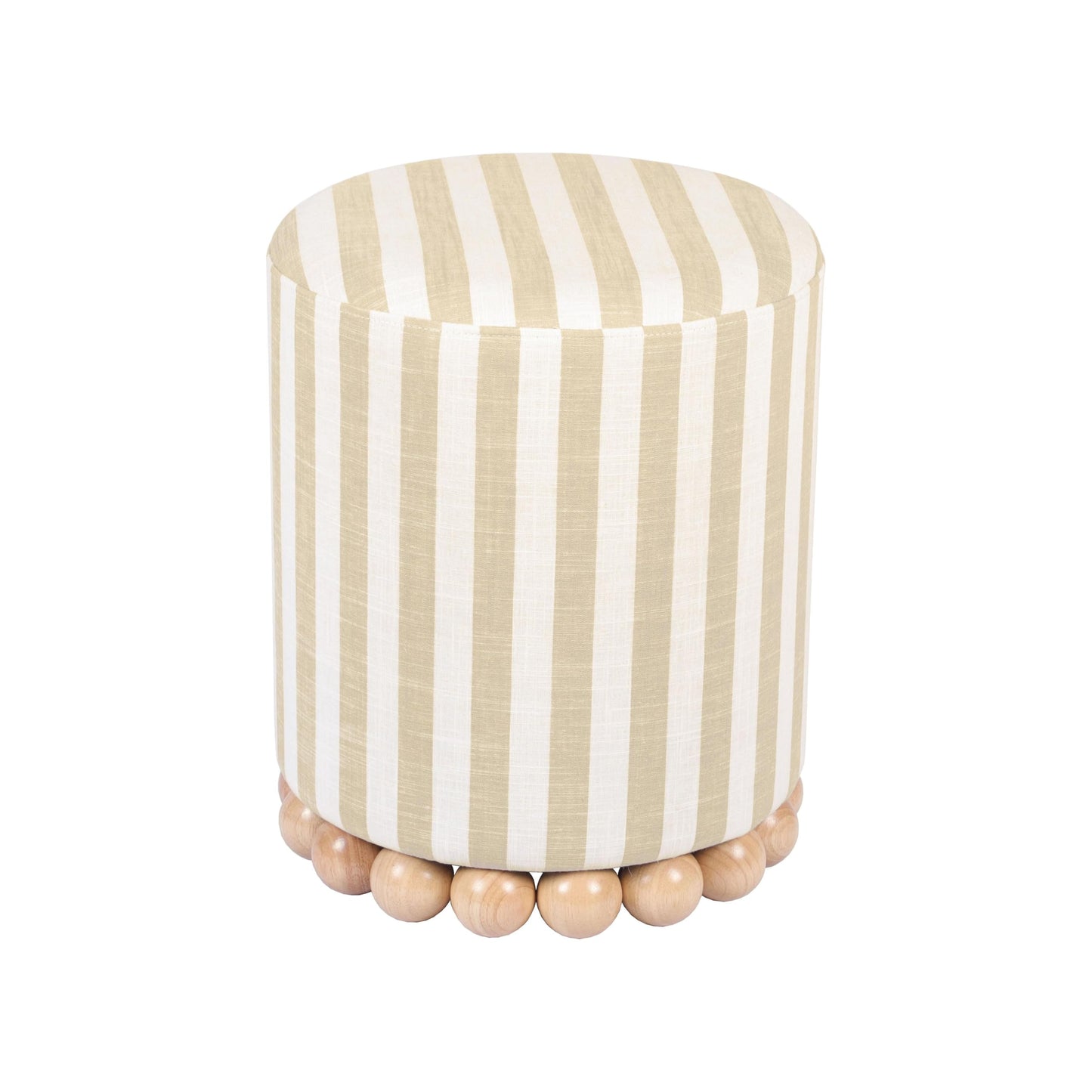 Tov Furniture Dex Beige Striped Linen Ottoman