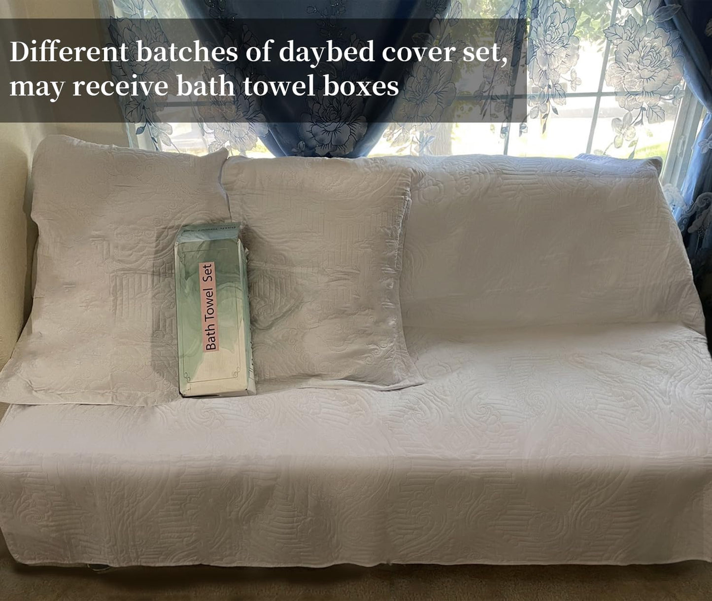 Jarson 3 Pcs Burgundy Sofa Daybed Cover Set Twin Size Daybed Bedding Double Sided Bed Set All Season Cozy Bedding Solid Color Classic Design Daybed Quilt Set with Matching Shams,39"x75"