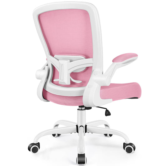 FelixKing Office Chair, Ergonomic Desk Chair Breathable Mesh Chairs Adjustable High Back Lumbar Support Flip-up Armrests, Executive Rolling Swivel Comfy Computer Chairs Home Office Pink