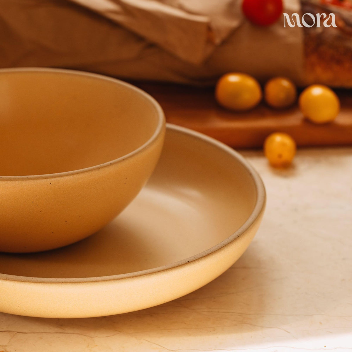 MORA Medium Bowls Set of 4, 28oz Ceramic Pottery Everyday Bowls - Microwave, Oven and Dishwasher Safe - Merrigold