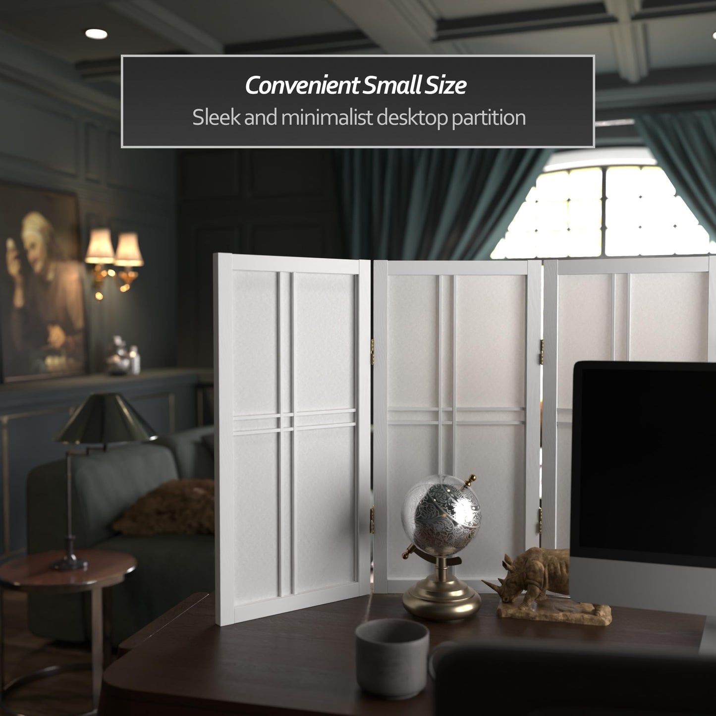 2 ft. Short Desktop Double Cross Shoji Screen - White - 3 Panels