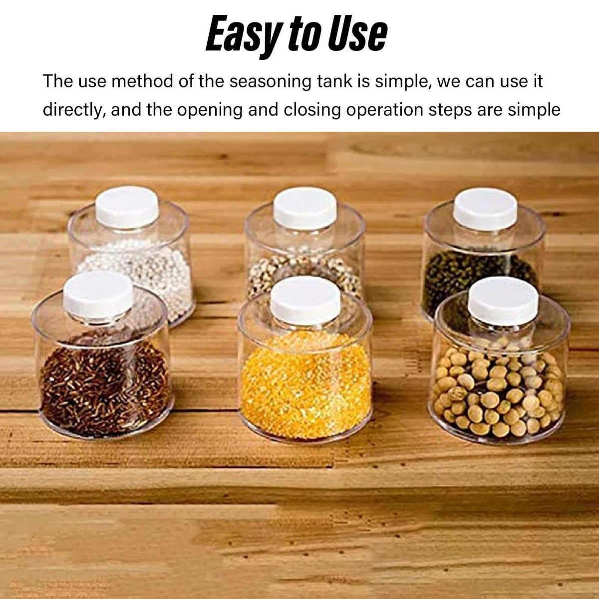 AYNEFY 6 Pcs Stackable Pot,Transparent Tower Seasoning Bottle Storage Container Kitchen Seasonings Jars Salt Storage Box Organizer
