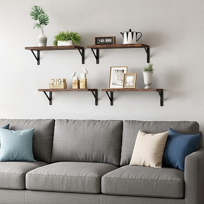 Fixwal Floating Shelves for Wall, Wood Wall Mounted Shelves for Bedroom