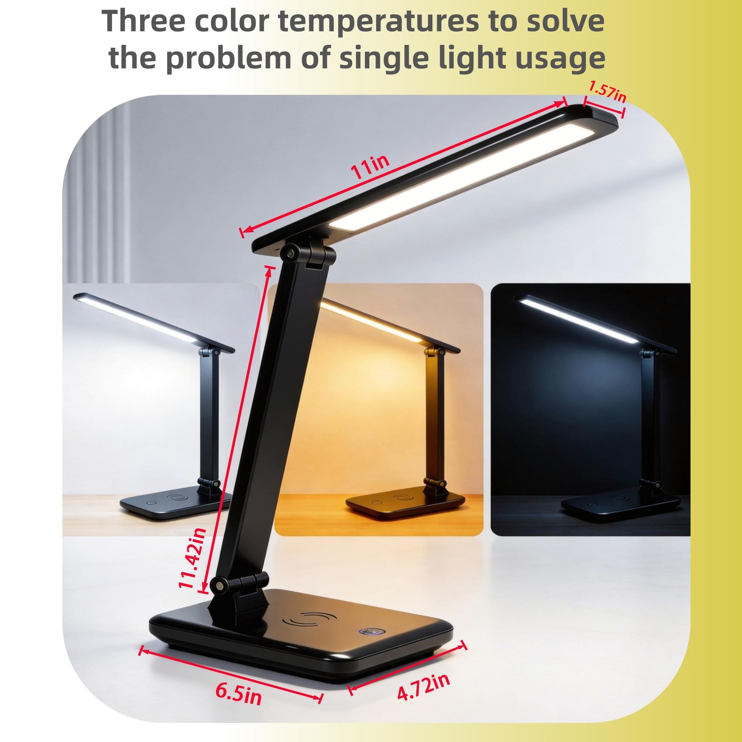 LED Portable Bright Rechargeable Desk Lamp, battery operated desk lamp, lithium battery 2000MAH,study table lamp Adjustable Modern Cordless Table Lamps For Office Home Nail Craft Puzzle black