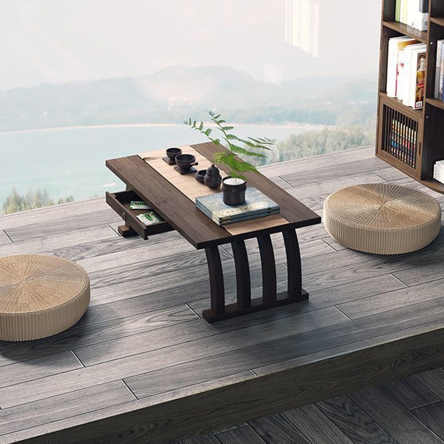 GLDGJMZ Bamboo Meditation and Tea Table Small Coffee Table & Altar for Living Room Bedroom Style Perfect for Floor Sitting Zen Decor Eco Friendly Furniture