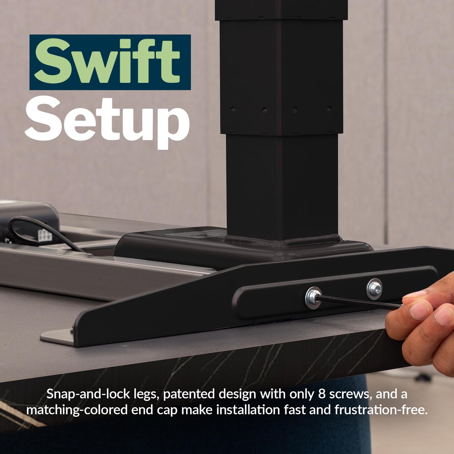 Vari ComfortEdge 60x30 Inch Adjustable Electric Standing Desk – Limited Edition Sit Stand VariDesk with Memory Presets & Sloped Front Edge + Tool-Free Assembly (Black Marble/Black Legs)