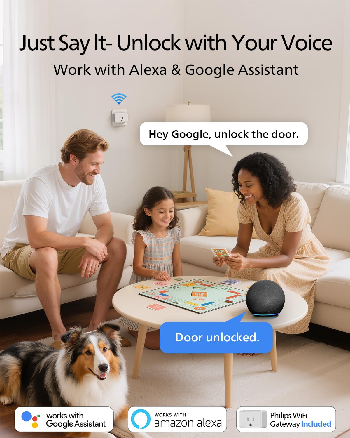 Philips WiFi Smart Lock with Handle, Fingerprint Keyless Entry Door Lock with WiFi Bridge, Smart Locks for Front Door with Handle Set, APP Remote Control, Work with Alexa&Google Assistant, Auto-Lock