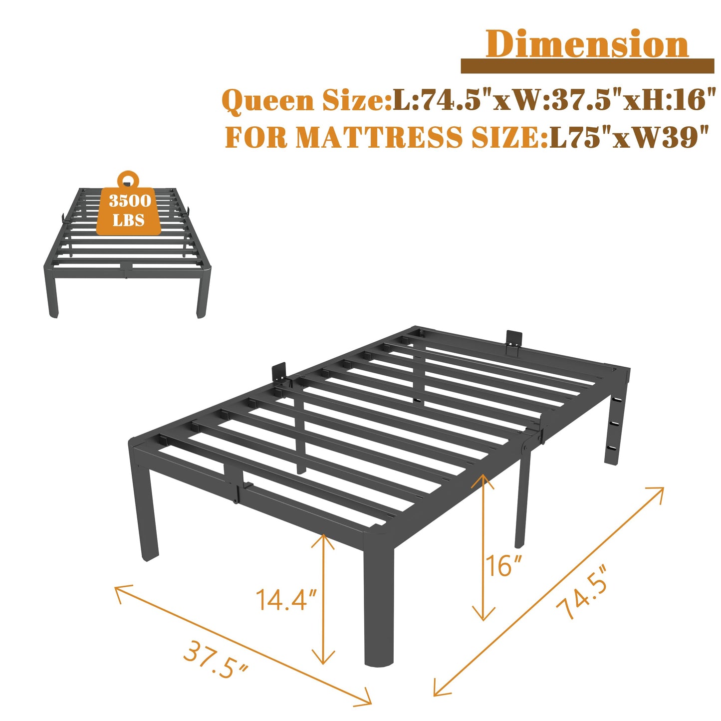 KOSOSO 16 Inch Twin Bed Frames with Metal Baffles, Black Twin Metal Bed Frame No Box Spring Needed, Heavy Duty Steel Supprt to 3500LBS, Rounded Corner Design, Noiseless, Easy Assembly