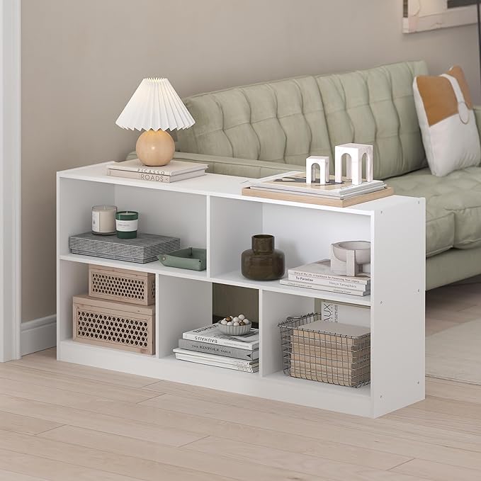 Furinno DALY Book Shelf, 5-Cube Bookshelf, Horizontal Cube Storage Organizer