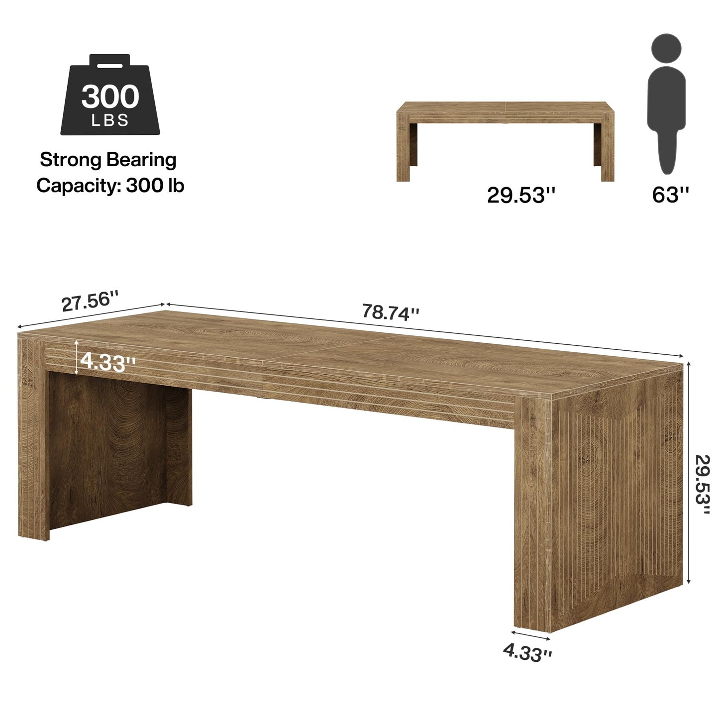 Tribesigns 79-Inch Extra Long Desk, Two Person Double Desk for Home Office, Wooden Long Computer Desk Writing Table for Office, Natural Oak