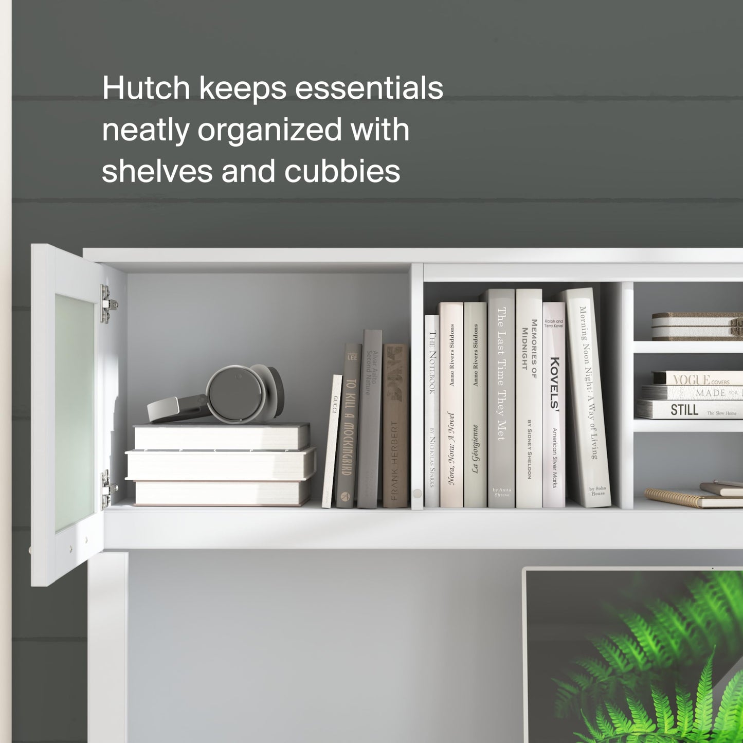 Bush Home 72-Inch Office Desk with Drawers and Hutch, Computer Desk with File and Box Drawers, Shelves and Storage Cabinet, Home Office Workstation, Somerset Collection, White