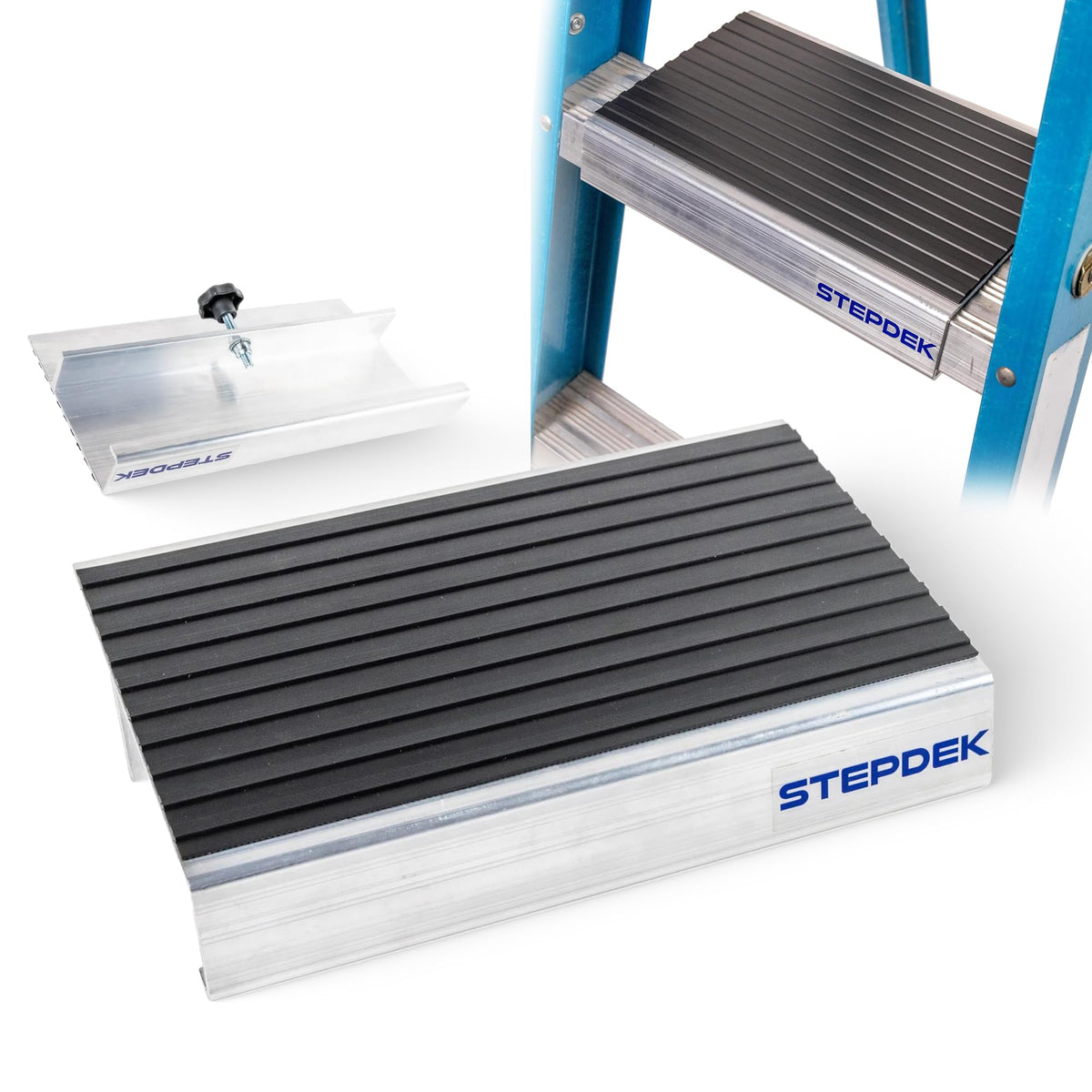 StepDek Aluminum Step Ladder Platform Attachment - Anti-Slip Ladder Work Platform Accessories for Stabilizer - Compact, Lightweight, Rubberized Non-Slip Grip Pad for Painters, Electricians & DIY