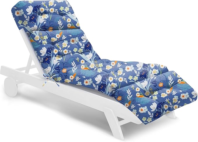 Waterproof Outdoor Chaise Lounge Chair Cushion 74.4 x 22 x 4.7 Inches Memory