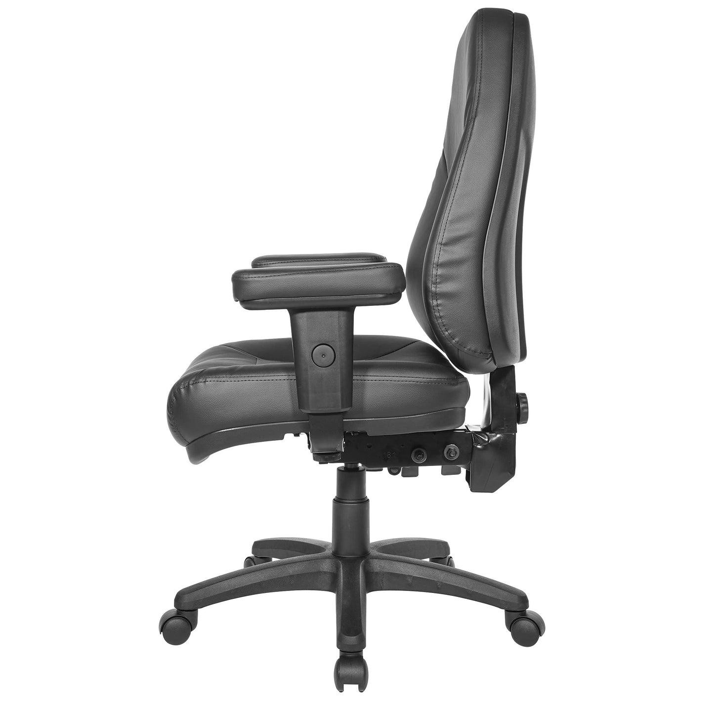 Office Star EC Series Professional Executive Ergonomic High Back Office Chair with Dual Function Control, Padded Contour Seat and Adjustable Padded Arms, Dillon Black
