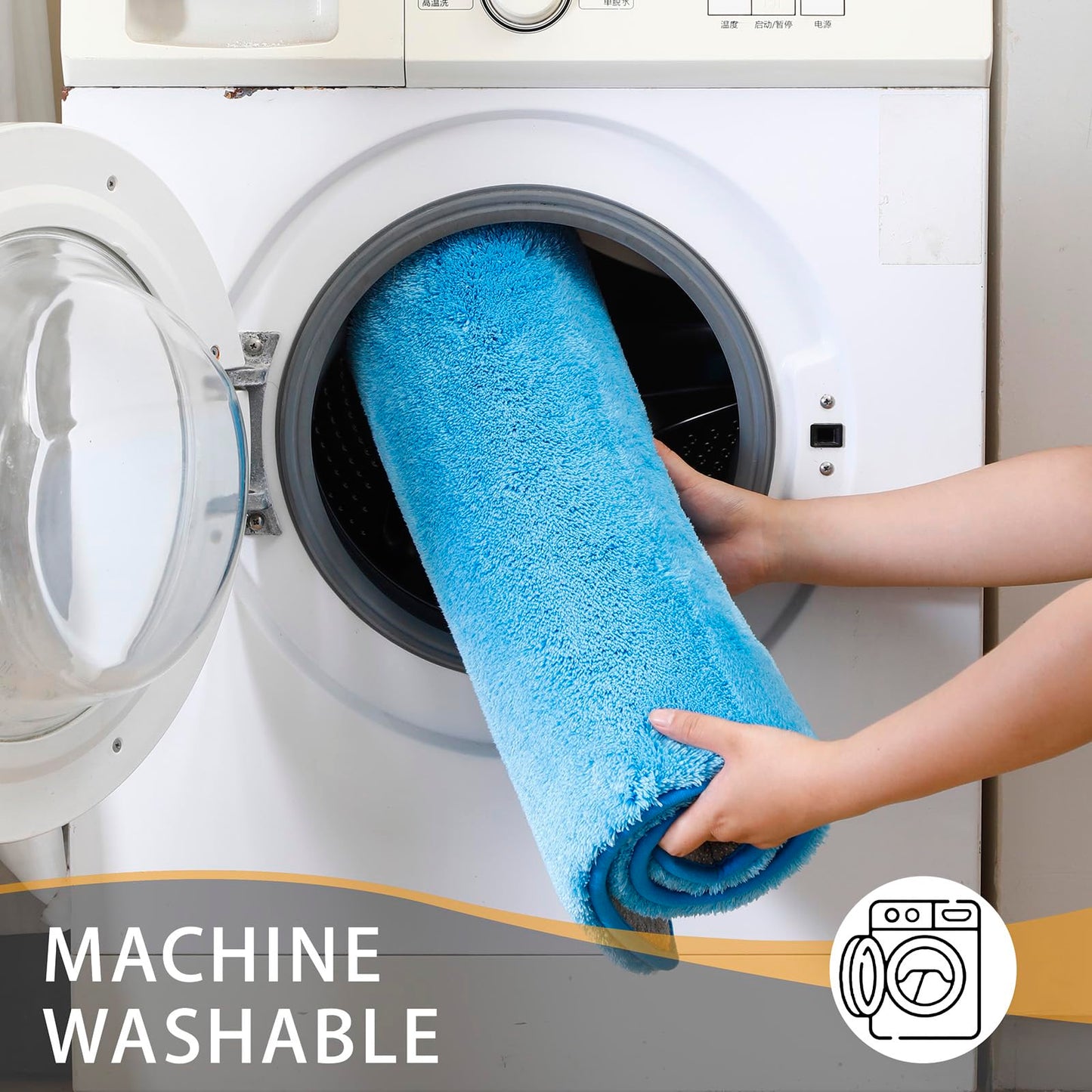 MINIDEAR Toilet Rugs 24x20 - U Shaped Lake Blue Thick Memory Foam Contour Rugs,Ultra Soft & Plush Fluffy, Non-Slip, Quick Dry, Absorbent Washable Floor Microfiber Mat for Home Decor Accessories