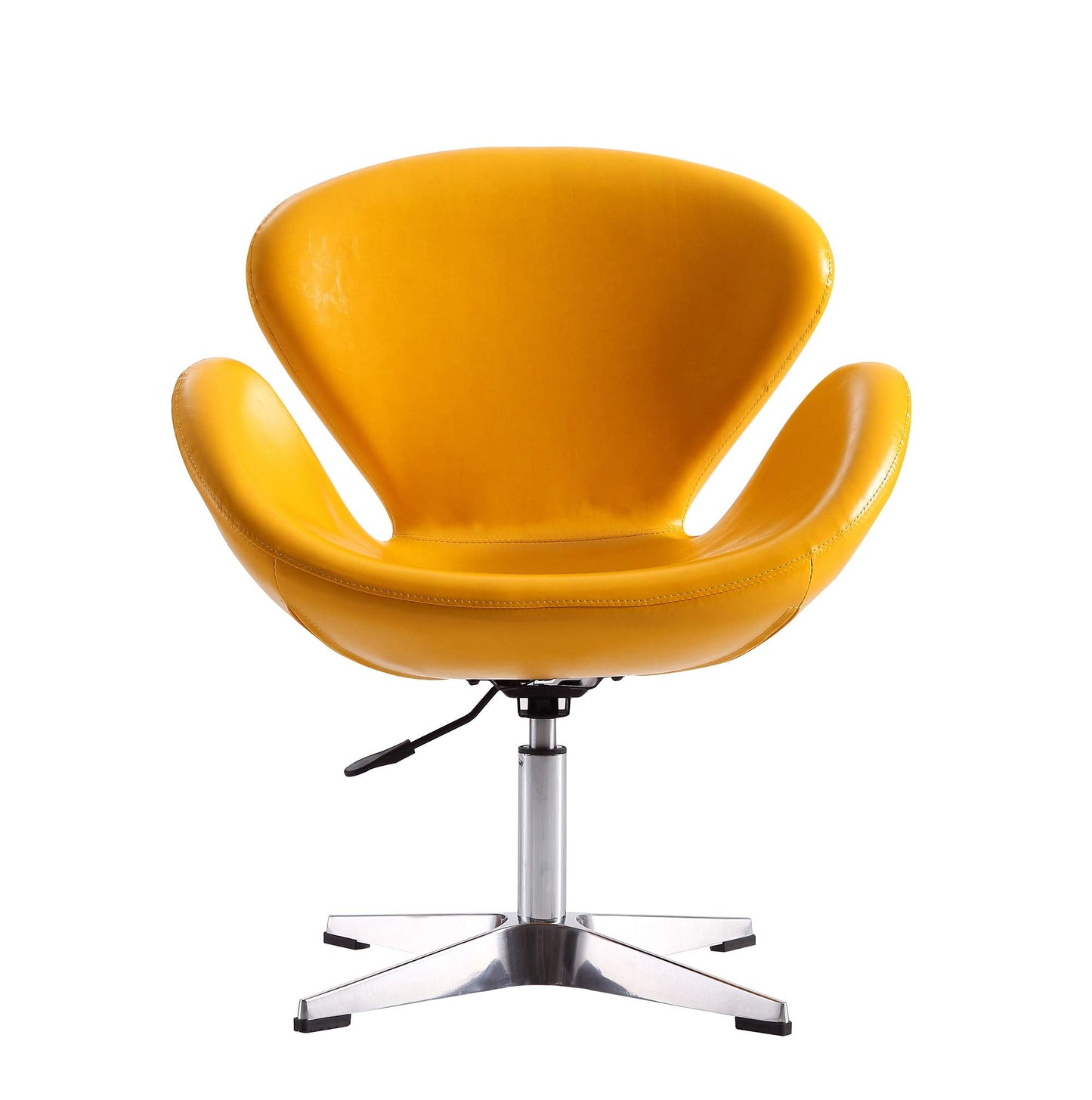 Manhattan Comfort Raspberry Adjustable Swivel Accent Chair Set of 2 with 360° Turn, Polished Chrome Base, Modern Retro Design, Ideal for Living Room and Home Office, Yellow Faux Leather