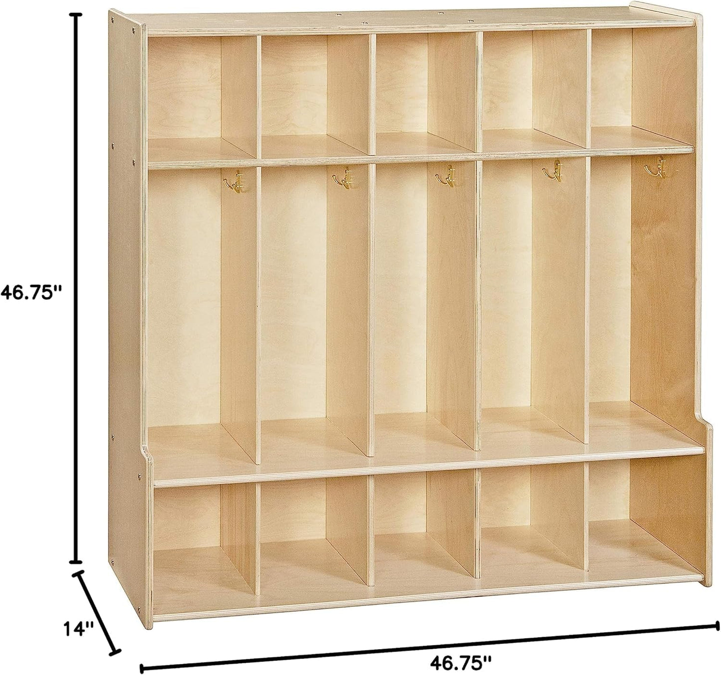 Contender 5-Section Coat Locker with Bench & Cubby Storage for Kids, Backpack Organizer with Cubbies Storage for Daycare, Preschool, Kindergarten [Natural]