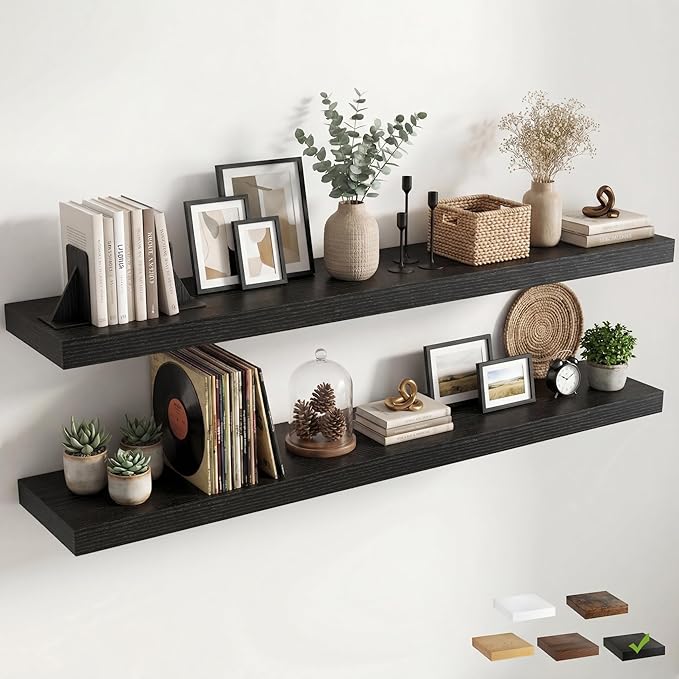 12 inch Deep Floating Shelves for Wall, 72 inch Wide Engineered Wood Wall