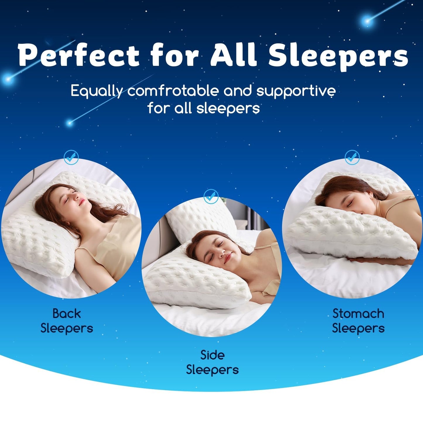 KUCEY Cooling Side Sleeper Pillow for Neck and Shoulder Pain, Luxury Shredded Memory Foam Curved Bed Pillows for Sleeping Set of 2- Adjustable King Size- Washable Cover Crescent White