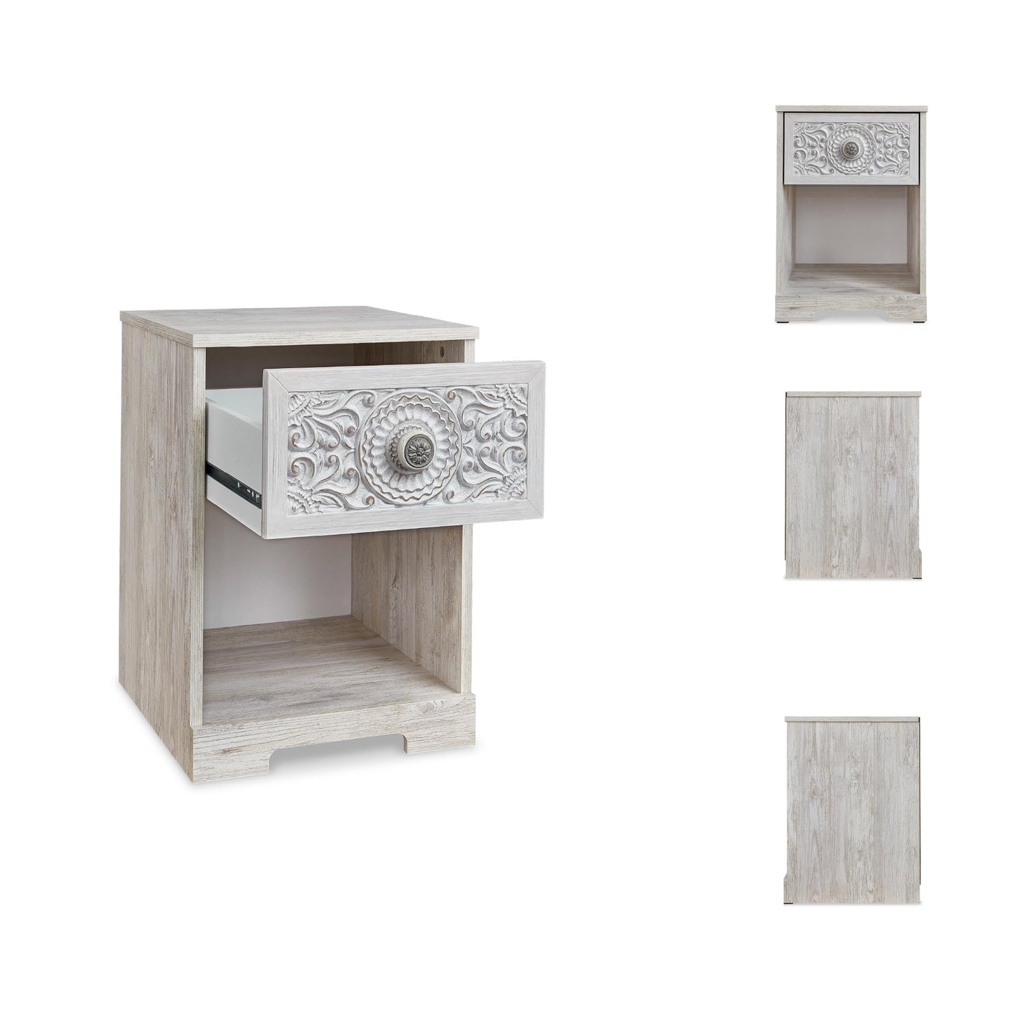 Signature Design by Ashley Paxberry Boho 1 Drawer Nightstand, Whitewash
