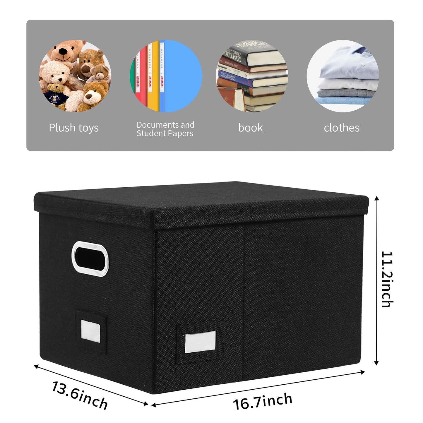 DYWMM File Organizer Collapsible Storage Box for Office File Box with Lids Document Organizer for Office and Home Easy Slide Durable Hanging File Box (Black)