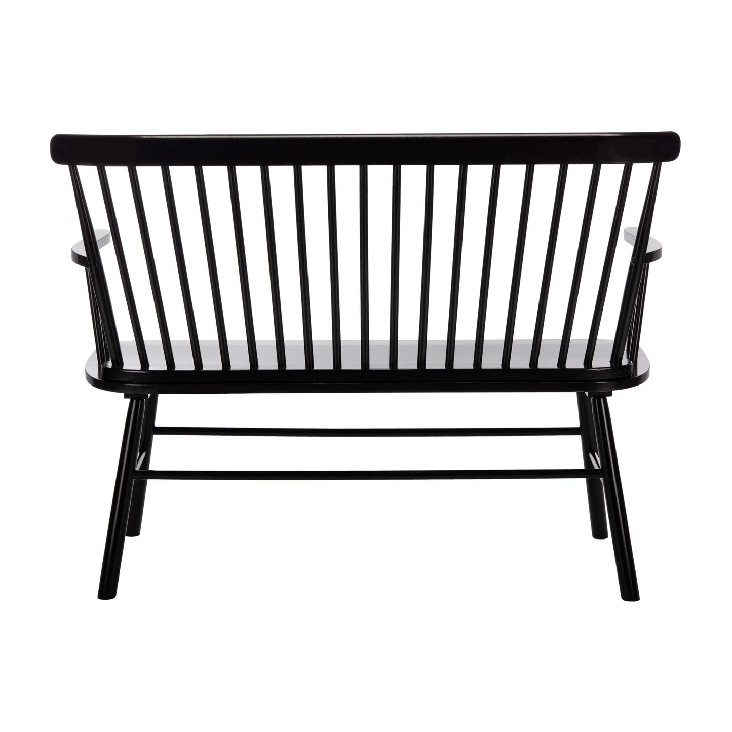 SAFAVIEH Furniture - Addison Loveseat - Black - Solid Wood - Coastal Slatted Design - Ideal for Living Room, Sunroom, Bedroom, 18" Seat Height (AMH8513A)