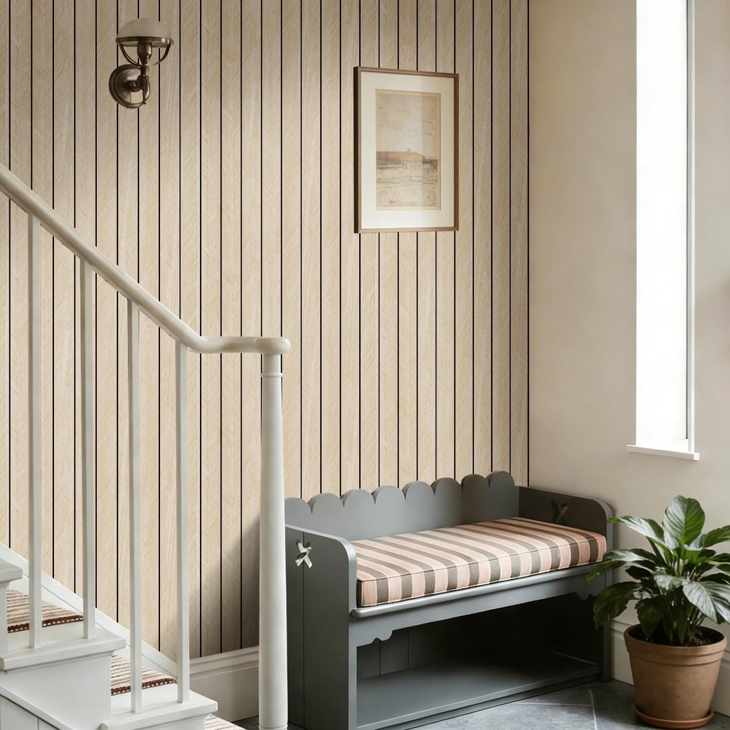 Arthome Peel and Stick Slat Wall Panels 15.7 "x120,Self-Adhesive PVC Wood Grain Wallpaper Panel,3D Thick Faux Soundproof Backsplash Accent Wall Tile for Walls & Furniture (Beige- Coverage 13 Sq.ft)