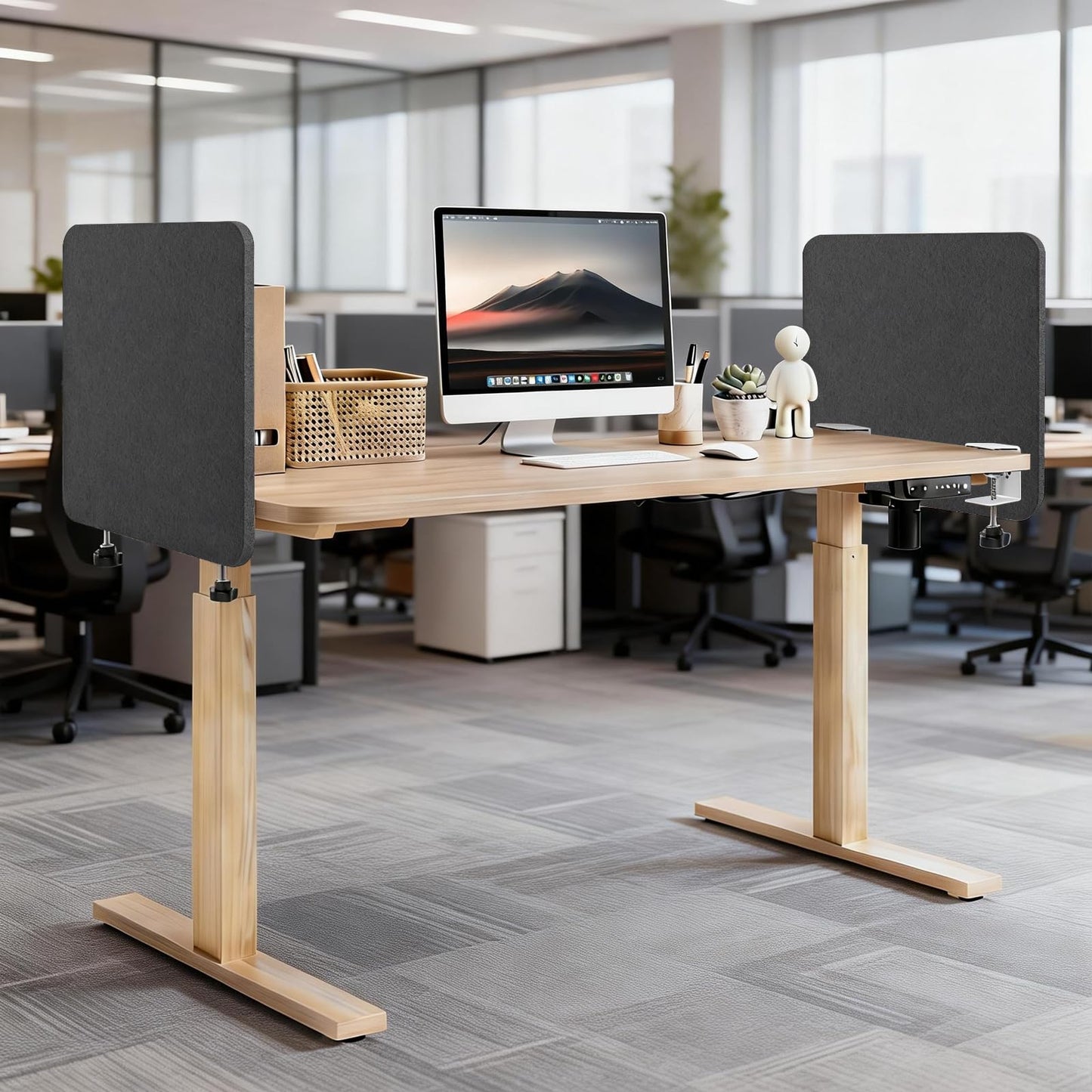 Desk Divider, Clamp On Felt Desk Privacy Panels, Acoustic Sound Absorbing Desk Partition for Office Desk, Reduce Distractions, Dark Gray, 1 Pack, 24 x 24 in