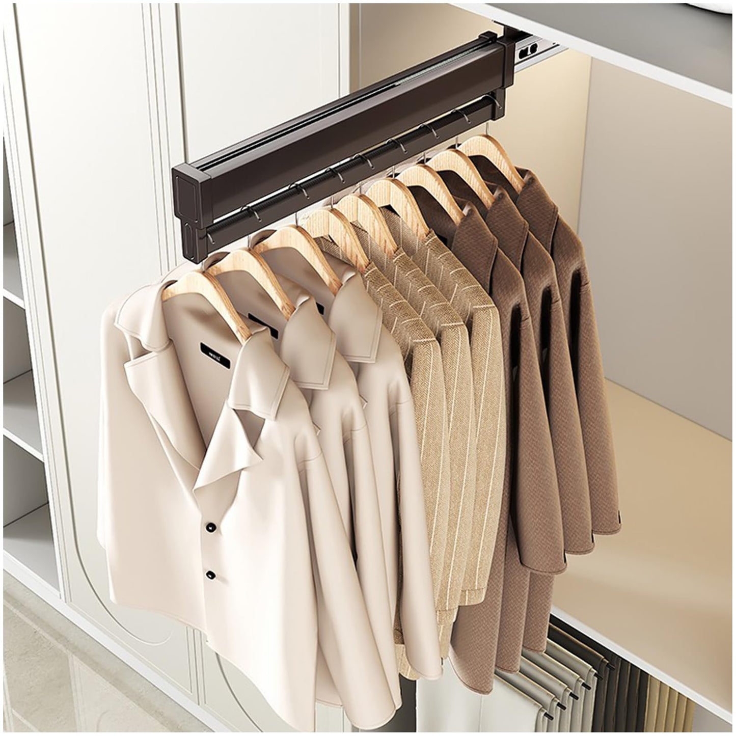 Corner Cabinet Pull Out Organizer Soft Close Swing Organizer Lazy Slide Kitchen Organizers and Storage with Close Heavy Duty Adjustable Shelf,Sliding Clothes Rack, Space-Saving Pull-Out Ward