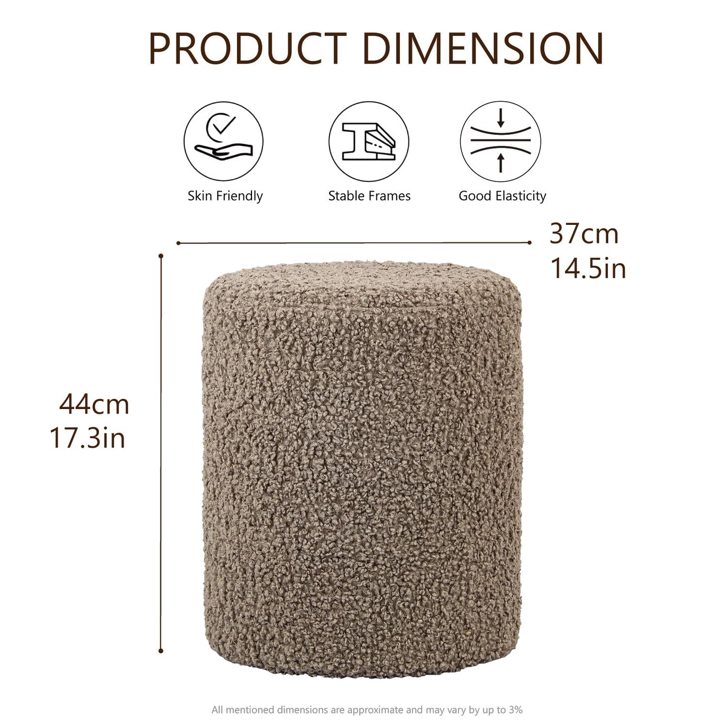 Get Set Style Modern Round Ottoman with Soft Padded Seat, Multifunctional Vanity Stool for Makeup, Upholstered Footrest Stool Ottoman Foot Stool for Living Room, Bedroom
