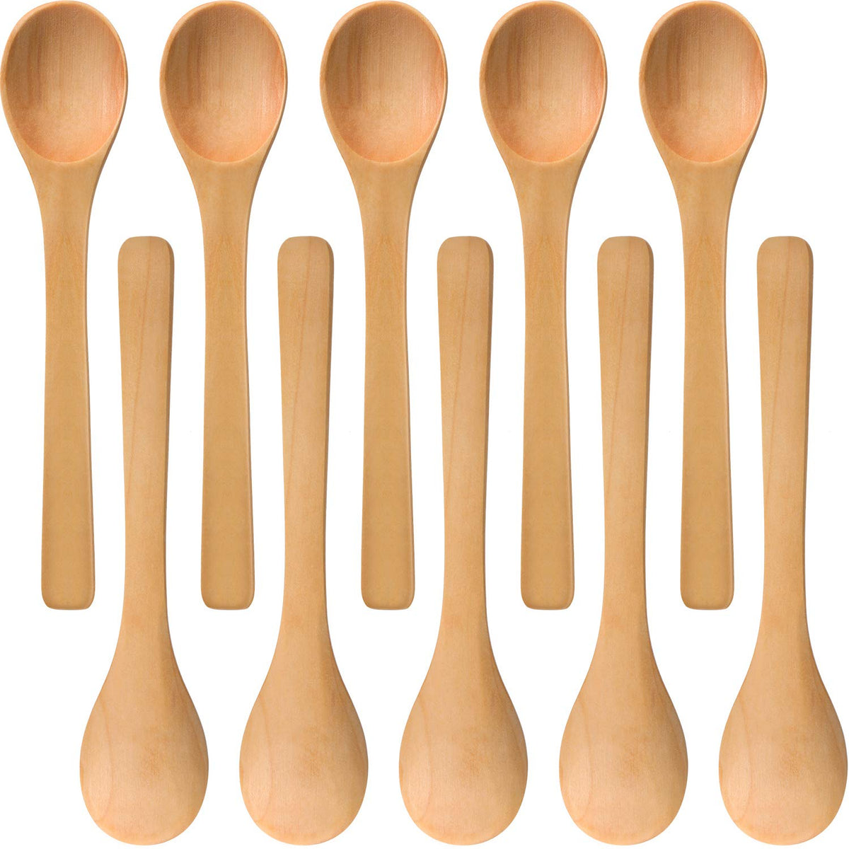 Boao 30 Pcs Small Wooden Spoons, 5.12'' L Mini Wood Spoons for Soup, Little Tiny Honey Teaspoons Bulk for Stirring Coffee Tea Jars Sugar Seasoning Oil Kitchen Supplies (Raw Lacquer)