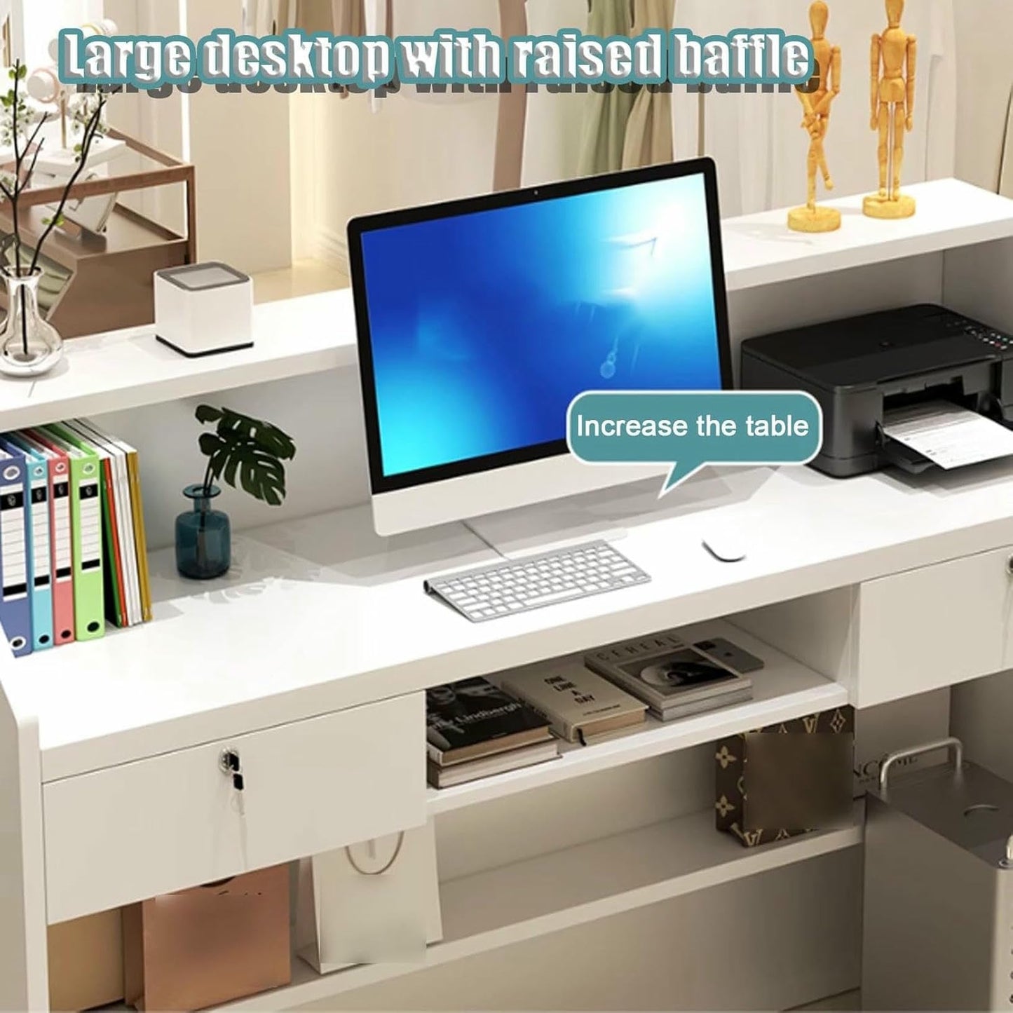 GFXYQPDNV Simple Front Desk Reception Counter, Modern Office Reception Desk with Lockable Drawer, for Store Hotel Office